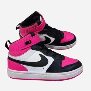 Nike Court Borough Mid 2 Kids' Shoes Size 13C Pink, Black, White Athleisure